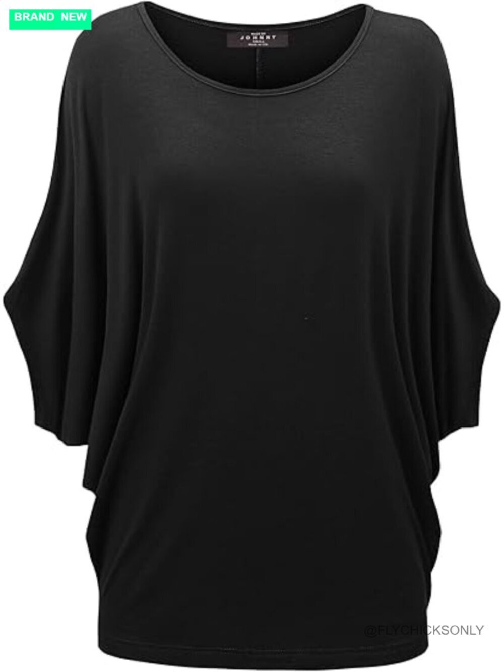 Scoop Neck Half Sleeve Batwing Dolman Top Plus Size